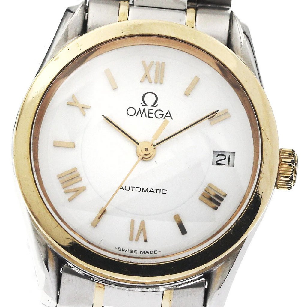 Omega Classic 337120 Yg2 Tone Date White Dial Automatic Ladies Watch872032